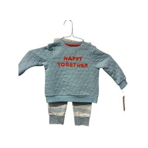 Cat and Jack Baby Boys Blue Quilted Sweatshirt and Striped Pants Set‎ 18 Months